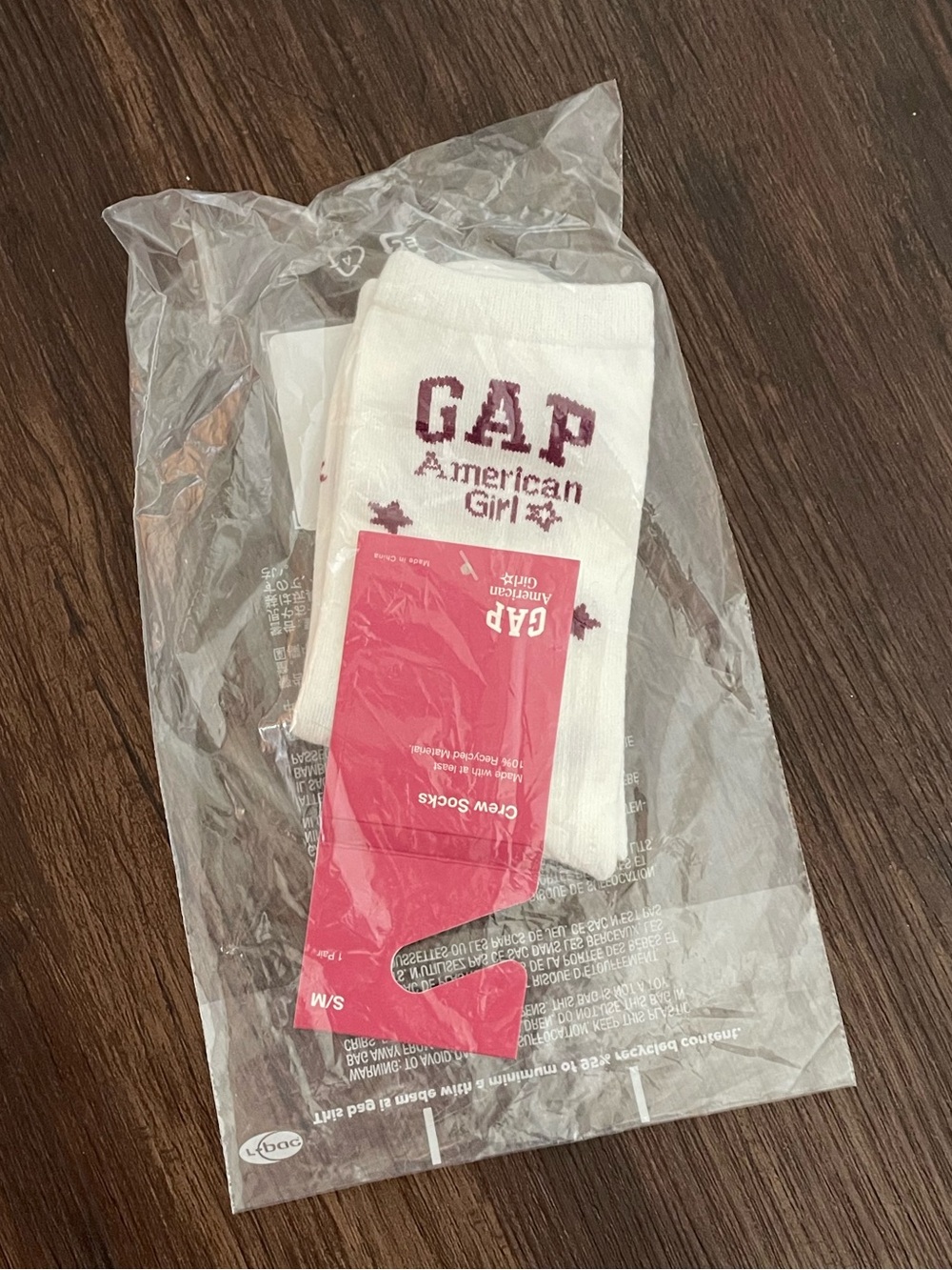 NWT GAP x American Girl White Crew Socks for Girls size S/M